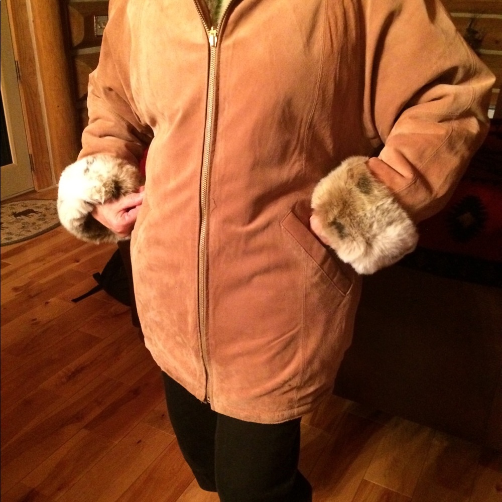 Reversible fur/ suede coat